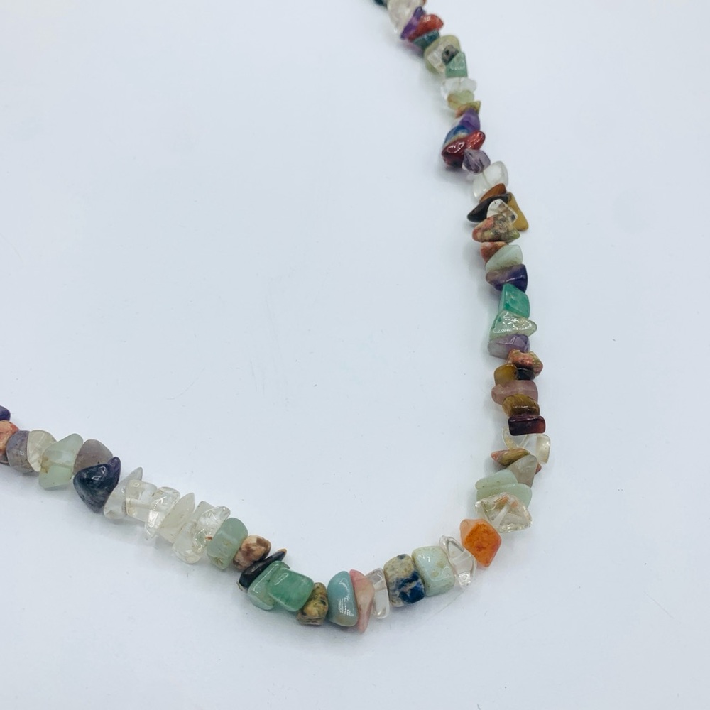 Vintage Gemstone Chip 30” Necklace – Mixed Crystal Chips – Boho Jewelry - Picture 2 of 8
